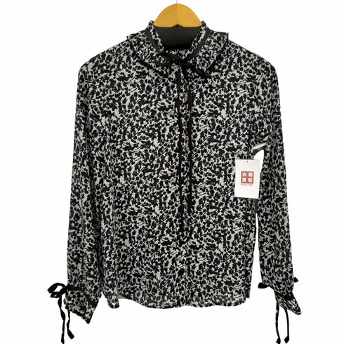 ザラ ZARA リボンタイ付き 総柄ブラウス レディース import:S