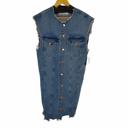 ザラ ZARA ノースリーブデニムワンピース カットオフ 切りっぱなし レディース import:S