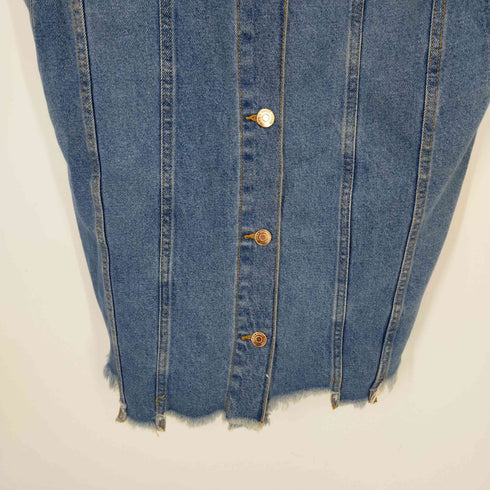 ザラ ZARA ノースリーブデニムワンピース カットオフ 切りっぱなし レディース import:S