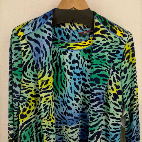 レオナール LEONARD FASHION アンサンブル ブラウス シャツ カットソー ニット プルオーバー ヒョウ柄 レオパード 長袖 レディース L