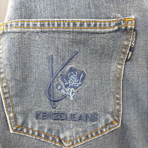 ケンゾー KENZO ポケット刺繍 レーヨン混 裾切替 ストレートデニムパンツ メンズ 76