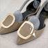 ロシェヴィヴィエ Roger Vivier パンプス ポインテッドトゥ フラット バックル エナメル レディース EUR:37