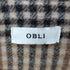 OBLI ウールチェックコート ノーカラーコート レディース FREE