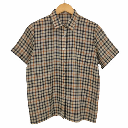 ダックス DAKS リネン混 半袖チェックシャツ レディース 9