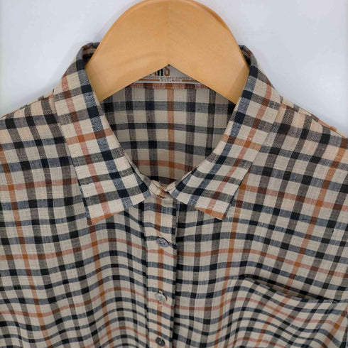 ダックス DAKS リネン混 半袖チェックシャツ レディース 9