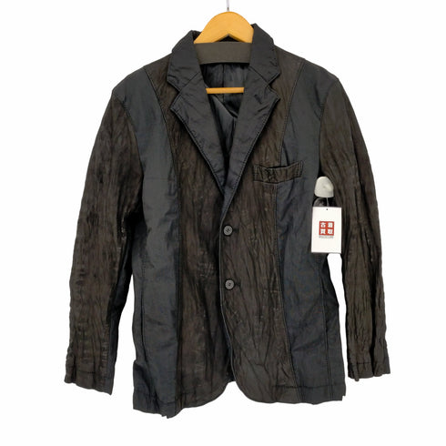 イッセイミヤケメン ISSEY MIYAKE MEN ホースレザー × ナイロン シワ加工 テーラードジャケット メンズ JPN:1