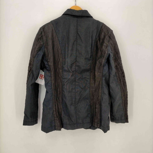 イッセイミヤケメン ISSEY MIYAKE MEN ホースレザー × ナイロン シワ加工 テーラードジャケット メンズ JPN:1