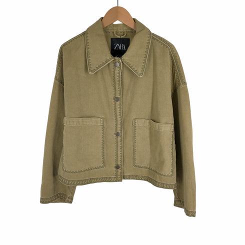 ザラ ZARA OVERSHIRT WITH TOPSTITCHING ステッチデザインジャケット レディース JPN:L