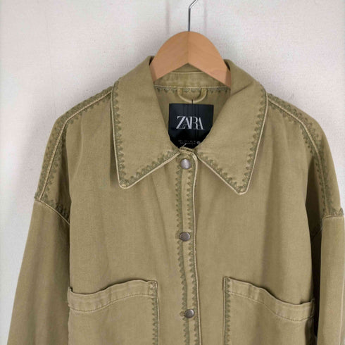 ザラ ZARA OVERSHIRT WITH TOPSTITCHING ステッチデザインジャケット レディース JPN:L