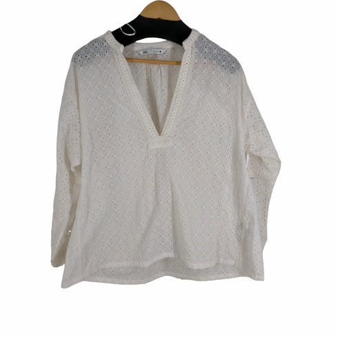 ザラ ZARA embroidered kaftan top レースブラウス レディース JPN:M