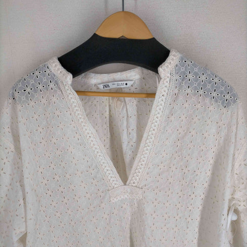 ザラ ZARA embroidered kaftan top レースブラウス レディース JPN:M