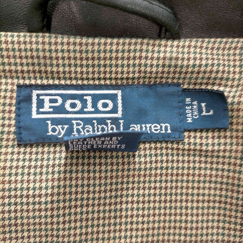 ポロバイラルフローレン Polo by RALPH LAUREN ポニー刺繍 裏地千鳥格子 レザー スイングトップ メンズ import:L