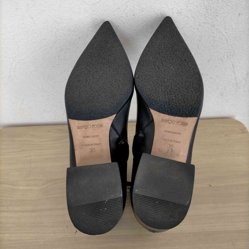 セルジオロッシ sergio rossi MADE IN ITALY ポインテッドトゥ サイドジップ レザーチャンキーヒール ショートブーツ レディース JPN:36