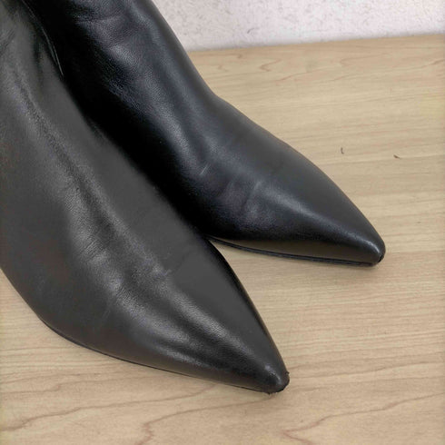 セルジオロッシ sergio rossi MADE IN ITALY ポインテッドトゥ サイドジップ レザーチャンキーヒール ショートブーツ レディース JPN:36