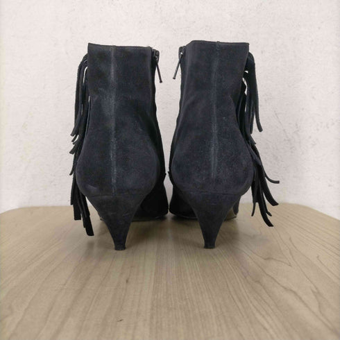 サンローランパリ SAINT LAURENT PARIS ポインテッドトゥ スエードフリンジ スタッズ ショート ブーツ レディース 35 1/2