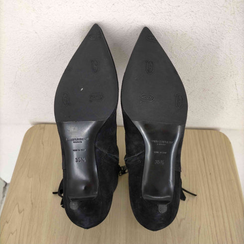サンローランパリ SAINT LAURENT PARIS ポインテッドトゥ スエードフリンジ スタッズ ショート ブーツ レディース 35 1/2