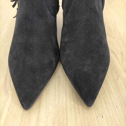 サンローランパリ SAINT LAURENT PARIS ポインテッドトゥ スエードフリンジ スタッズ ショート ブーツ レディース 35 1/2