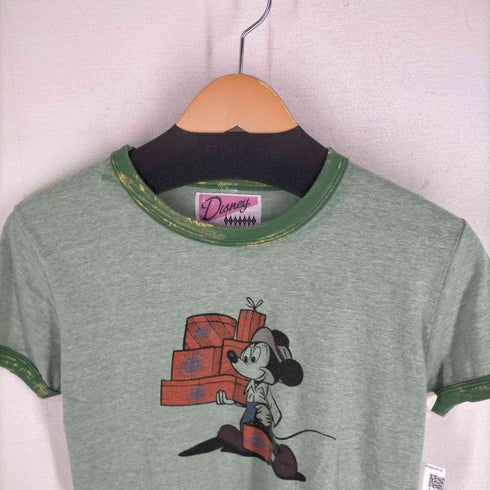 ビームス BEAMS ヴィンテージ加工 キャラクター染み込みプリント リンガーTシャツ レディース JPN:M