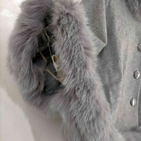 バルマン BALMAIN ケープ コート フォックスファー カシミヤ レディース FREE