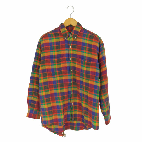 ギャップ Gap OLD オールド デカタグ マルチカラー ボタンダウンネルチェックシャツ メンズ