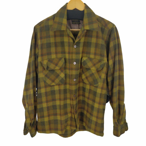 シアーズ Sears 70s 80s フラップポケット開襟チェックネルシャツ ボックスシャツ メンズ JPN:M