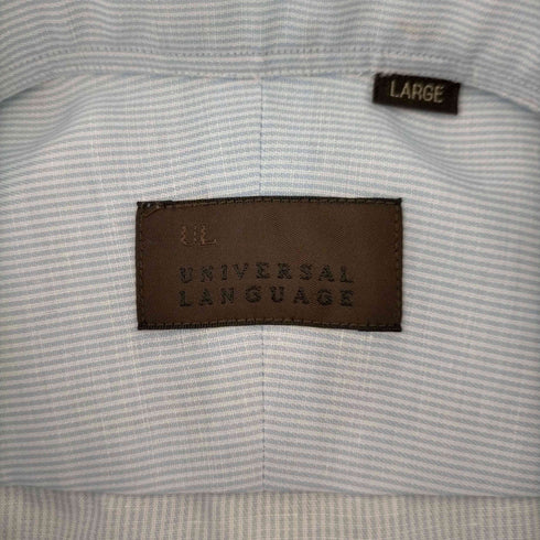 ユニバーサルランゲージ UNIVERSAL LANGUAGE 半袖 ストライプ リネンボタンダウンシャツ メンズ JPN:L