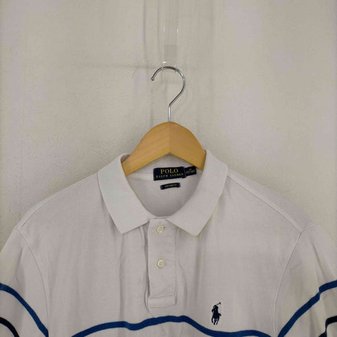 ポロラルフローレン POLO RALPH LAUREN CUSTOM FIT ポニー刺繍 鹿の子 ボーダー ポロシャツ メンズ import:M
