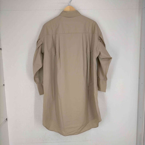 チノ CINOH タックスリーブドレスシャツ シャツワンピース 膝丈 長袖 前開き 36 ベージュ レディース JPN:36