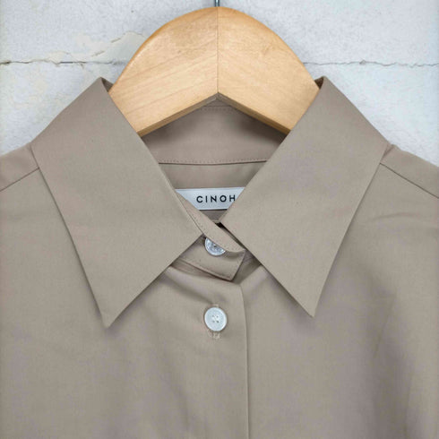 チノ CINOH タックスリーブドレスシャツ シャツワンピース 膝丈 長袖 前開き 36 ベージュ レディース JPN:36