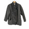 バンドオブアウトサイダーズ BAND OF OUTSIDERS レザー 切替 ジャケット ジップアップ ミドル丈 コクーン アウター バイカラー 1 ダークグレー 黒 ブラック レディース JPN:1