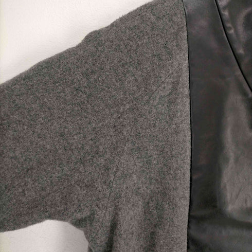 バンドオブアウトサイダーズ BAND OF OUTSIDERS レザー 切替 ジャケット ジップアップ ミドル丈 コクーン アウター バイカラー 1 ダークグレー 黒 ブラック レディース JPN:1