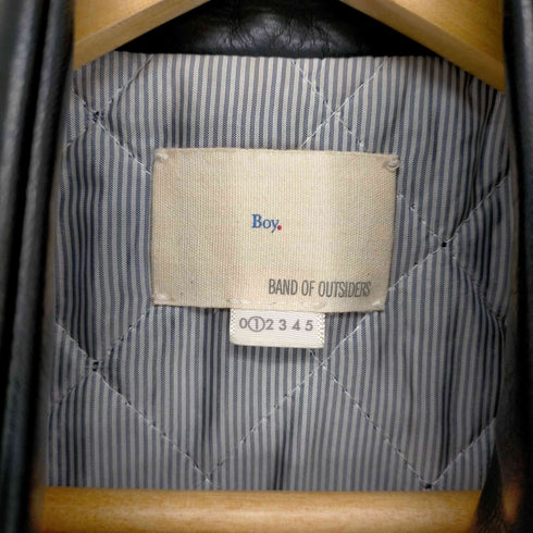 バンドオブアウトサイダーズ BAND OF OUTSIDERS レザー 切替 ジャケット ジップアップ ミドル丈 コクーン アウター バイカラー 1 ダークグレー 黒 ブラック レディース JPN:1