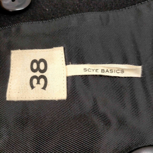 サイベーシックス SCYE BASICS ウールカシミヤメルトンPコート ピーコート アウター ダブル 38 黒 ブラック レディース JPN:38