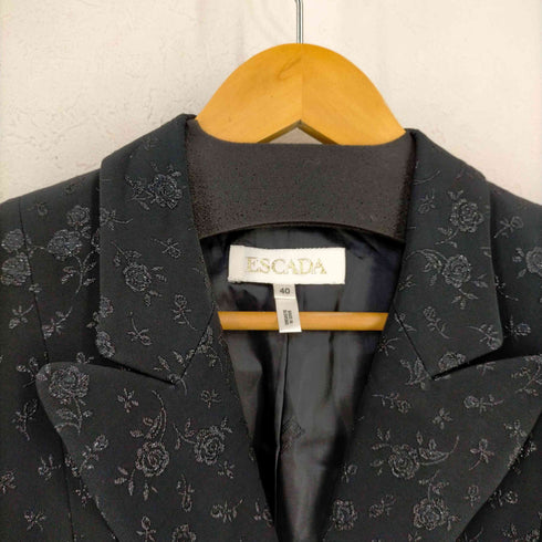 エスカーダ ESCADA テーラードジャケット シングル 7B ノーベント バラ柄 刺繍 ラメ レディース EUR:40