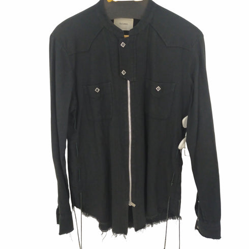 ザレターズ The Letters 16SS ジップアップブラックデニムシャツ カットオフダブルジップ メンズ JPN:M