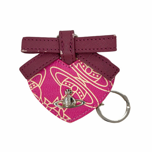 ヴィヴィアンウエストウッド Vivienne Westwood キーホルダー オーブ ハート リボン レザー ピンク レディース