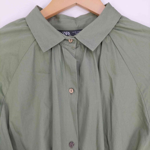 ザラ ZARA ウエストベルト バックギャザーシャツワンピース レディース import:XS