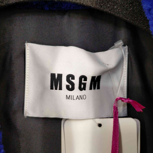 エムエスジーエム MSGM 最高級 リアルムートンロングベスト ジレ コート 羊革 レザー アウター ストライプ レディース JPN:40