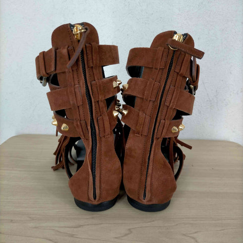 ジュゼッペザノッティデザイン GIUSEPPE ZANOTTI DESIGN グラディエーターサンダル フリンジ スタッズ スエード レディース JPN:23