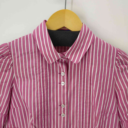 バーバリーブルーレーベル BURBERRY BLUE LABEL シャツワンピース ストライプ 袖リボン レディース DE:38