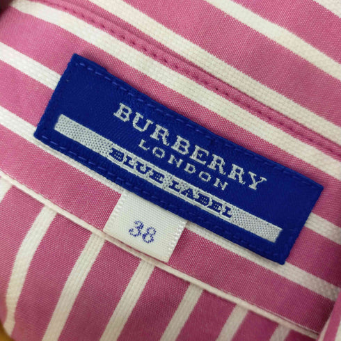 バーバリーブルーレーベル BURBERRY BLUE LABEL シャツワンピース ストライプ 袖リボン レディース DE:38