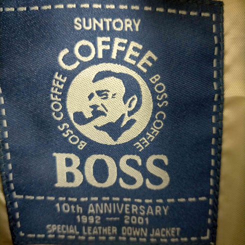 00S BOSS 10th anniversary 企業ロゴ レザー ダウンジャケット メンズ JPN:L