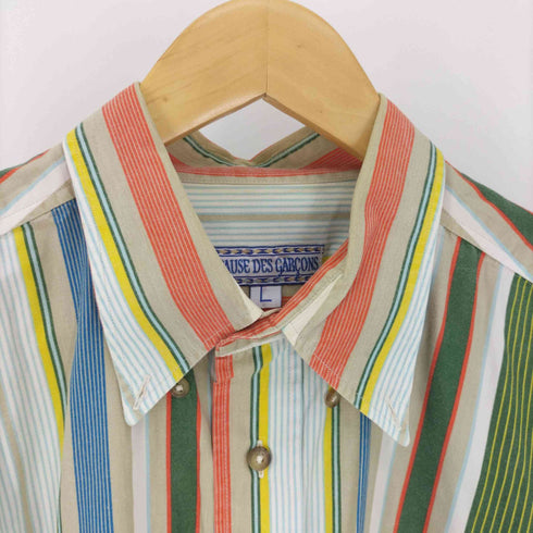A CAUSE DES GARCONS ストライプ ボタンダウン S/S シャツ メンズ import:L
