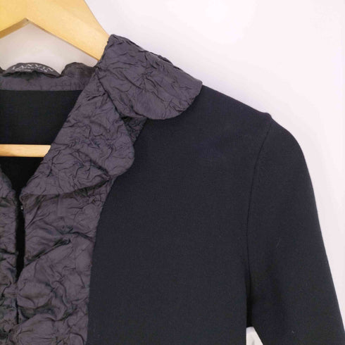 ランバンコレクション LANVIN COLLECTION シワ加工 素材切替 ニットジャケット レディース 38