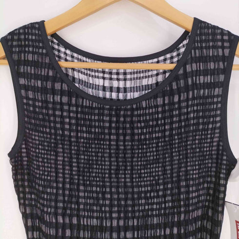 ランバンコレクション LANVIN COLLECTION シワ加工 タック ノースリーブワンピース レディース 38