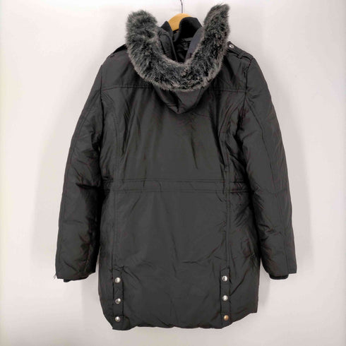マイケルコース Michael Kors フェイクファー付ダウンコート アウター ロング フード ナイロン L 黒 ブラック M820142 /ES ■OS ■SH レディース import:L
