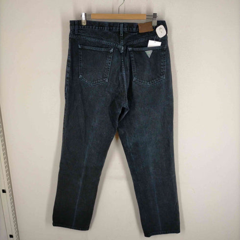 ゲス GUESS 90S 00S USA製 レザーパッチ 染後め テーパード ブラックデニムパンツ メンズ W36 L32