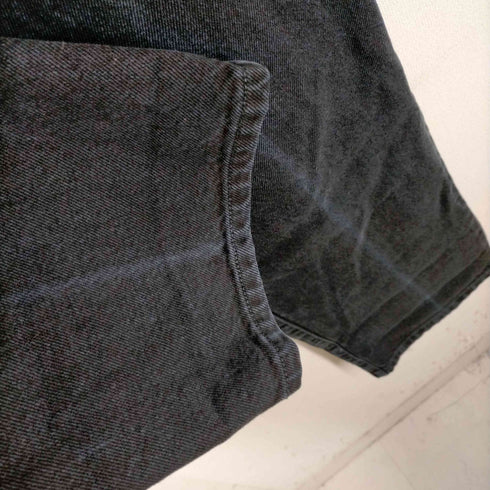 ゲス GUESS 90S 00S USA製 レザーパッチ 染後め テーパード ブラックデニムパンツ メンズ W36 L32
