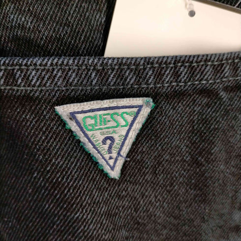 ゲス GUESS 90S 00S USA製 レザーパッチ 染後め テーパード ブラックデニムパンツ メンズ W36 L32