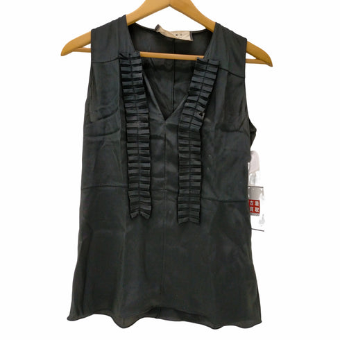 マルニ MARNI マルニ MARNI ブラウス ノースリーブ プルオーバー シルク混 フリル Vネック 38 黒 ブラック /AA ■OS ■SH レディース レディース EUR:38